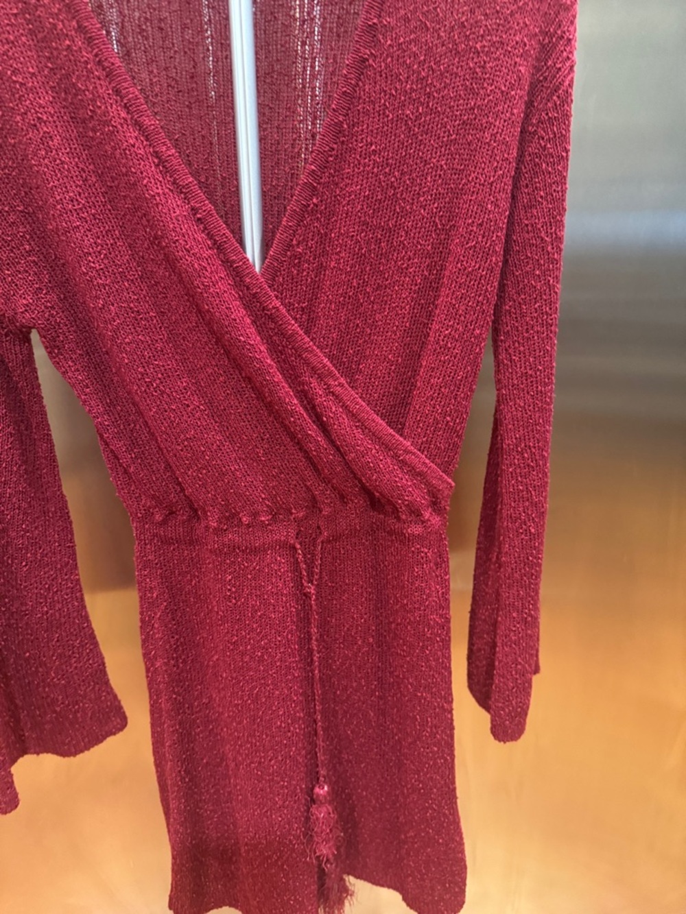 l*space Crimson Wrap Knit Swim Dress Cover Up with Tie Waist - Picture 8 of 13